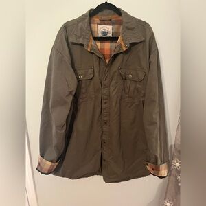 Women's Olive Utility Barn Jacket with Plaid Lining